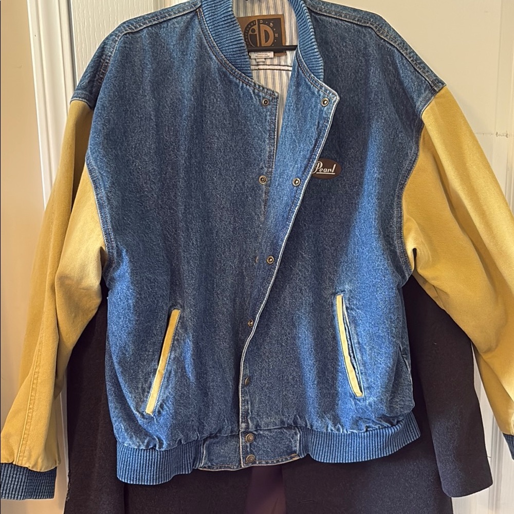 The Masters Series Blue and Yellow Jacket. Pearl drums denim jacket.